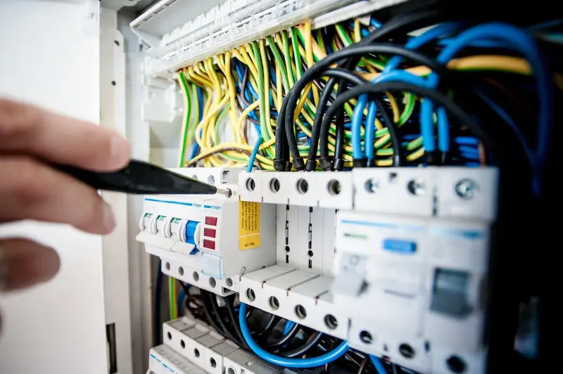 Électricien intervenant sur un tableau électrique